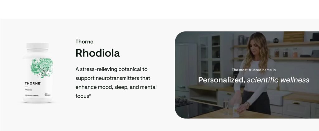 Thorne Botanical Rhodiola Rosea Supplement for Stress Relief (60 Capsules)